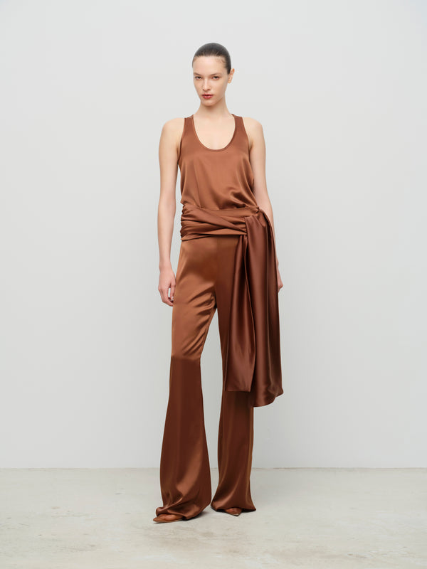 Loose fit trouser with drapped belt detail